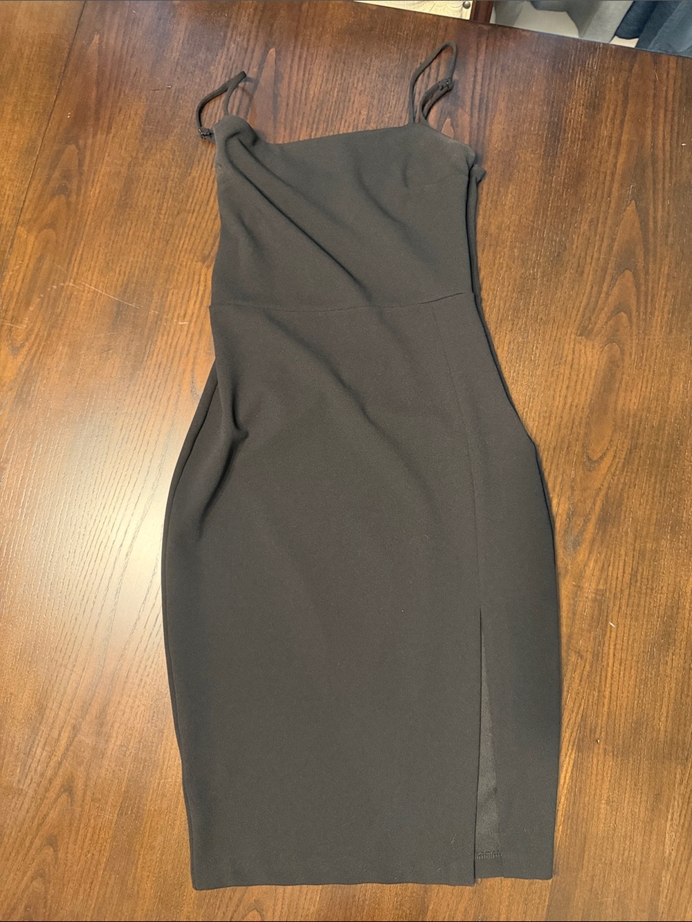 Express Black Spaghetti-Strap Midi Dress with Side Slit